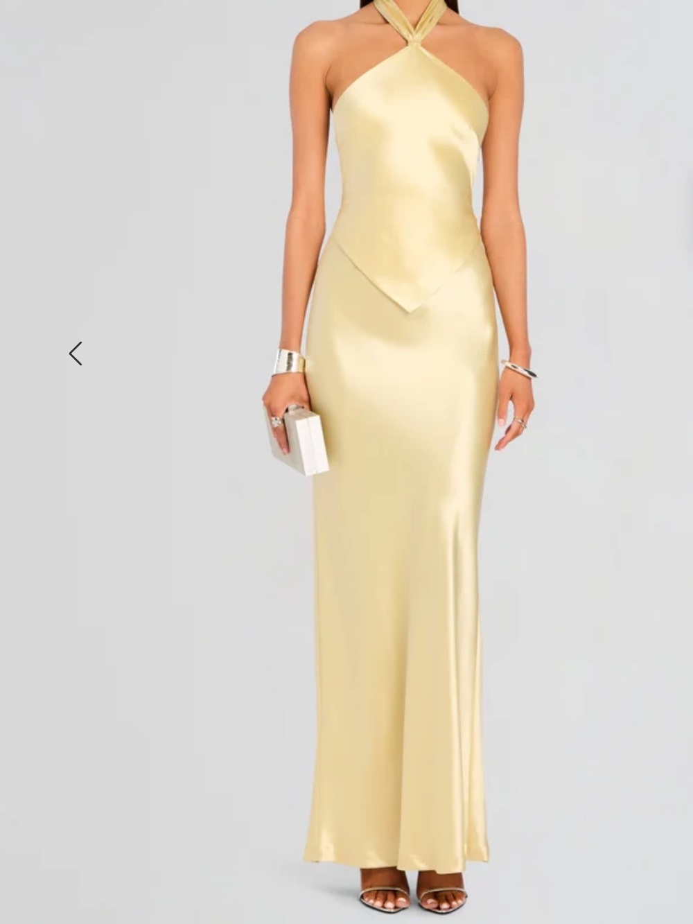 Retrofete Halter Satin Gown - Butter Yellow